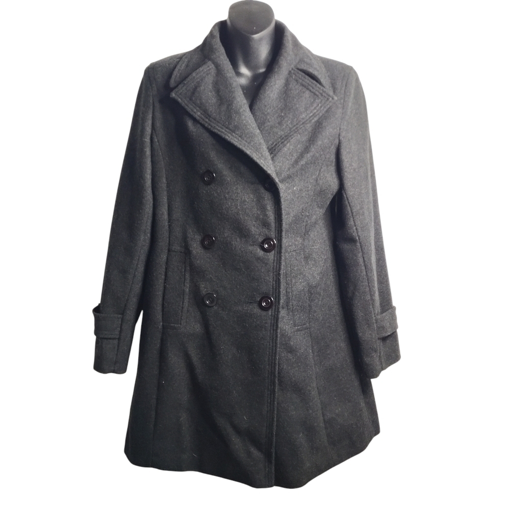 Stephanie Mathews Lana Pea Coat Womens Dark Gray Overcoat Size Medium